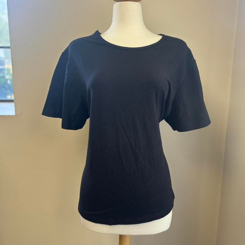Denim and Co Black Short Sleeved Classic Casual T-Shirt Top 100% Cotton 2X